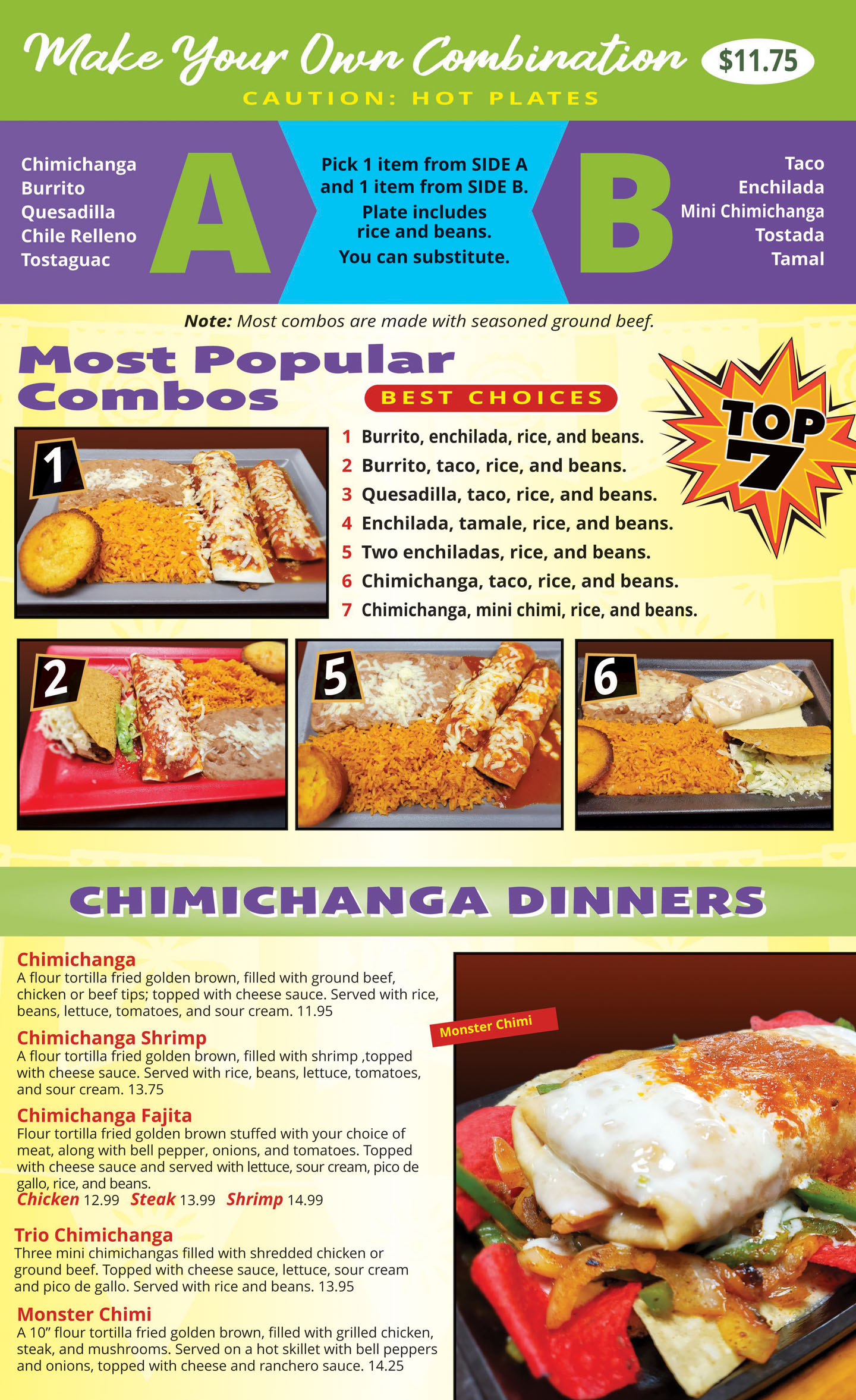 Mexico Tipico menu