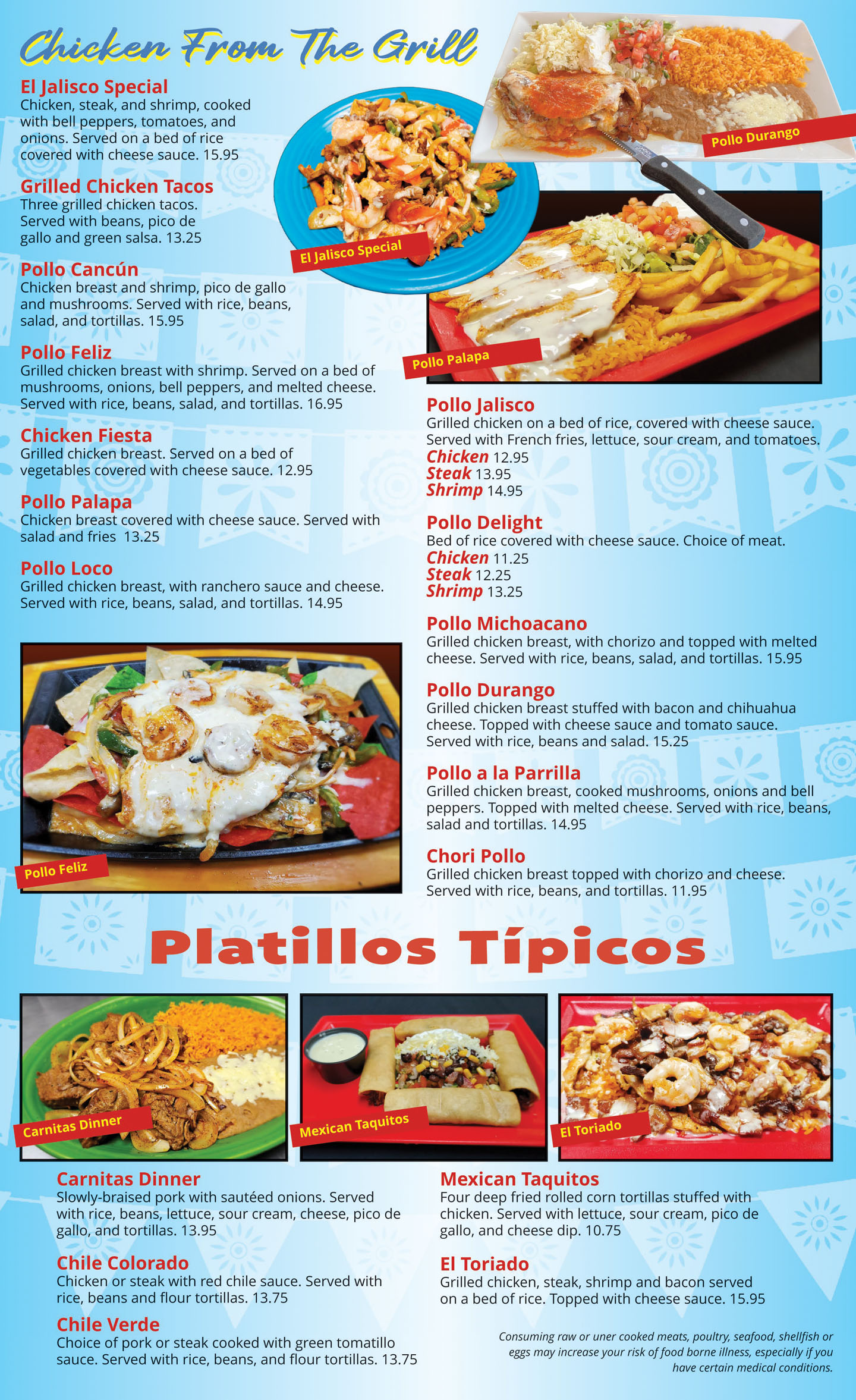 Mexico Tipico menu
